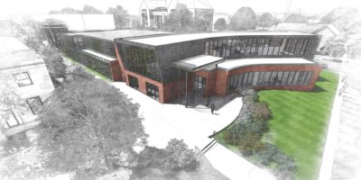 Dibujo de un edificio.