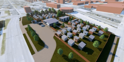 Render digital del proyecto de las cabañas