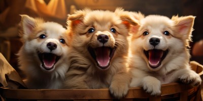 Puppy Playtime. Joyful Antics and Heartwarming Smiles Unleashed. Generative AI
