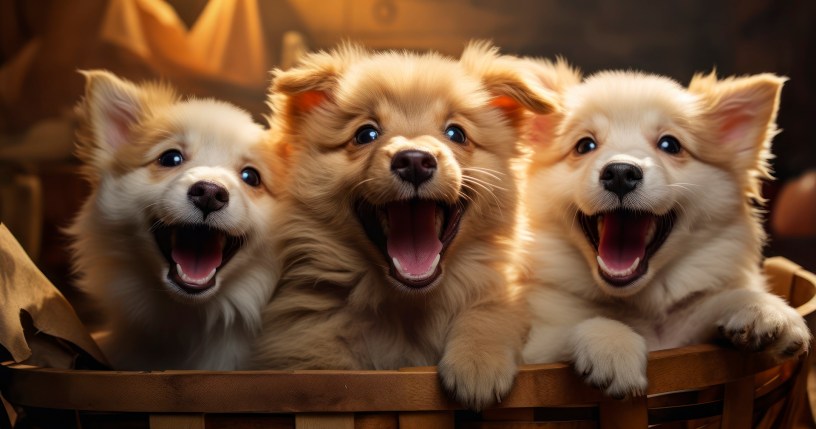Puppy Playtime. Joyful Antics and Heartwarming Smiles Unleashed. Generative AI