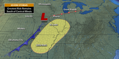 Mapa del clima en el medioeste de Estados Unidos.