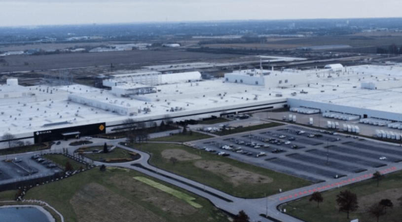 Vista aérea de la planta de Rivian en Normal.